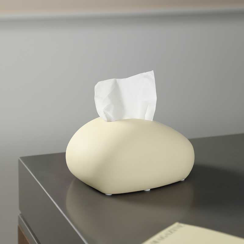 US Trendy Tissue Holder – Handmade Ceramic Napkin Box, Minimalist Black White Design, Cozy Home Vibe Decor for Living Room Coffee Table, Durable Tabletop Organizer