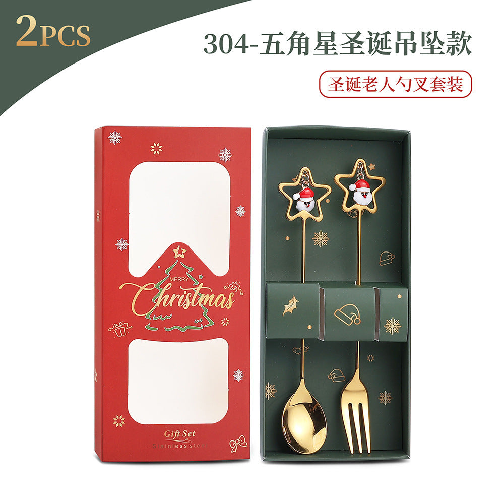 Christmas Spoon Set with Santa Figurines - Adorable Cartoon Ins Forks. Perfect Xmas Gift, Ideal for Holiday Parties, Adds Festive Charm to Tables