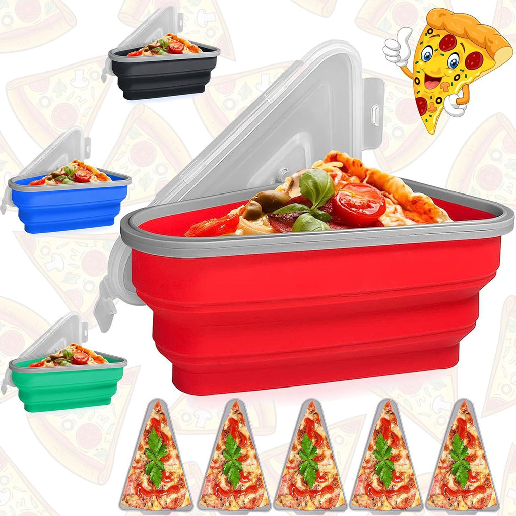Collapsible Triangle Pizza Container – Reusable Food-Grade Silicone, Microwave-Safe, Eco-Friendly Storage