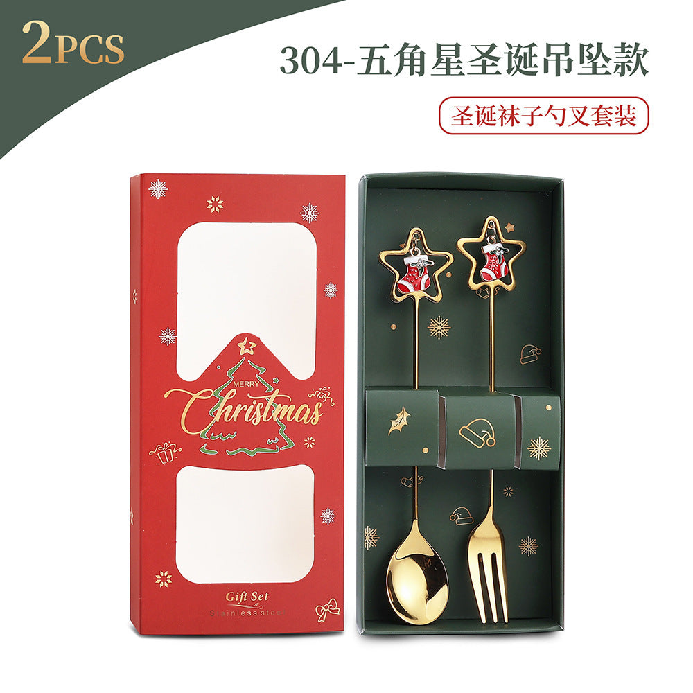 Christmas Spoon Set with Santa Figurines - Adorable Cartoon Ins Forks. Perfect Xmas Gift, Ideal for Holiday Parties, Adds Festive Charm to Tables