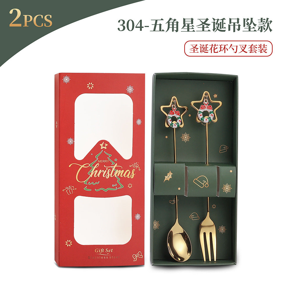 Christmas Spoon Set with Santa Figurines - Adorable Cartoon Ins Forks. Perfect Xmas Gift, Ideal for Holiday Parties, Adds Festive Charm to Tables