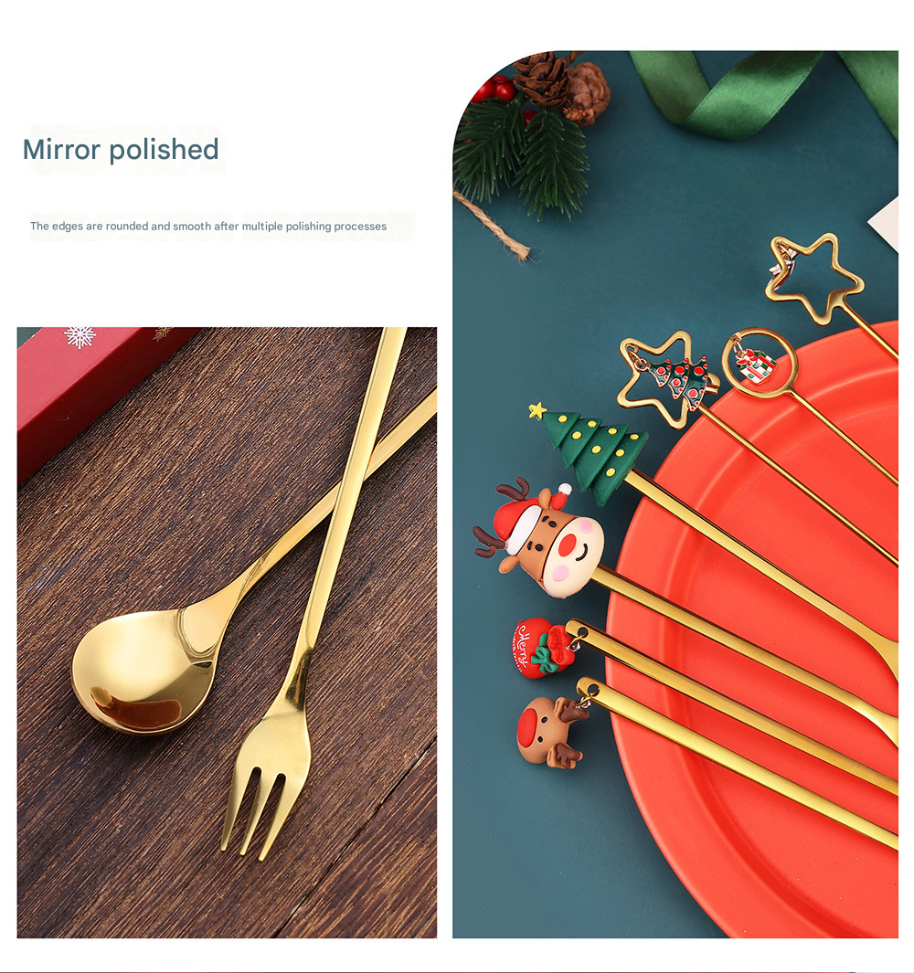 Christmas Spoon Set with Santa Figurines - Adorable Cartoon Ins Forks. Perfect Xmas Gift, Ideal for Holiday Parties, Adds Festive Charm to Tables