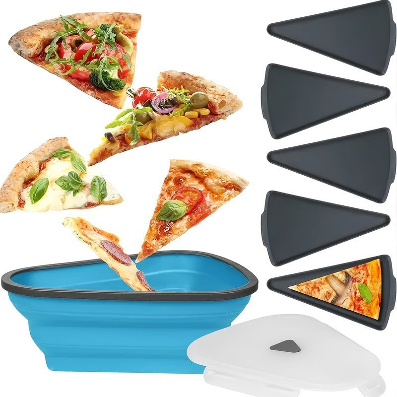 Collapsible Triangle Pizza Container – Reusable Food-Grade Silicone, Microwave-Safe, Eco-Friendly Storage