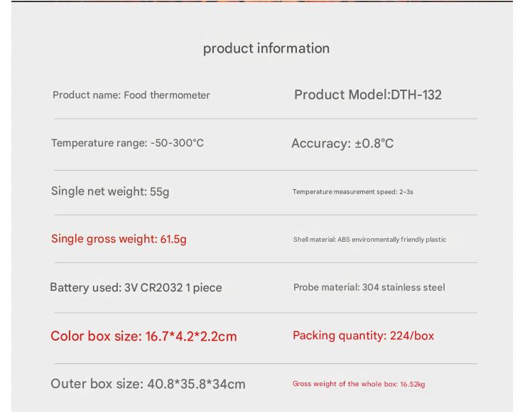 Foldable Food Thermometer - Ultra - Fast Readings for Grilling, Meat, Baking, Milk & Water - Ideal for US Kitchens