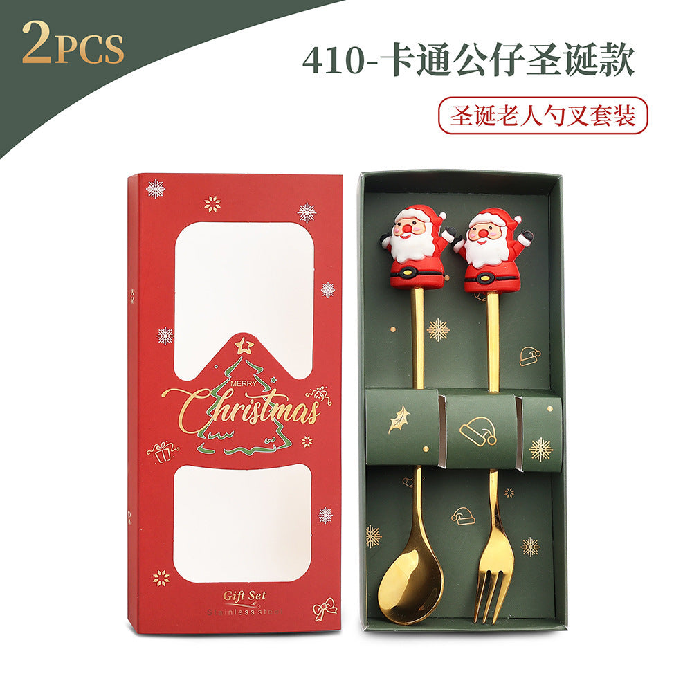 Christmas Spoon Set with Santa Figurines - Adorable Cartoon Ins Forks. Perfect Xmas Gift, Ideal for Holiday Parties, Adds Festive Charm to Tables