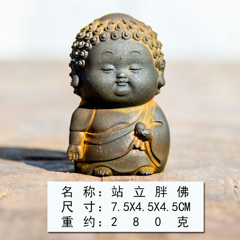 Chinese Style Small Buddha Figurine - Handcrafted Cast Iron Zen Decor, Spiritual Meditation Art for US Living Room Table