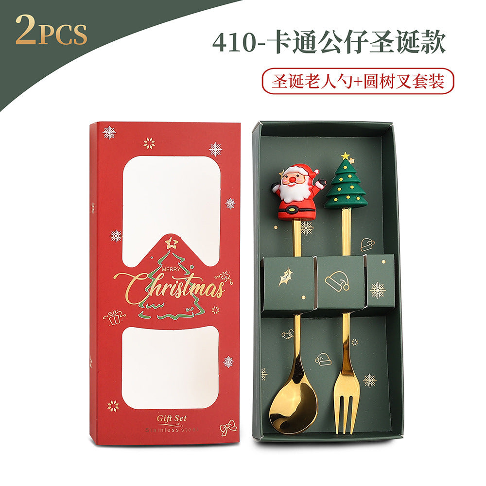 Christmas Spoon Set with Santa Figurines - Adorable Cartoon Ins Forks. Perfect Xmas Gift, Ideal for Holiday Parties, Adds Festive Charm to Tables