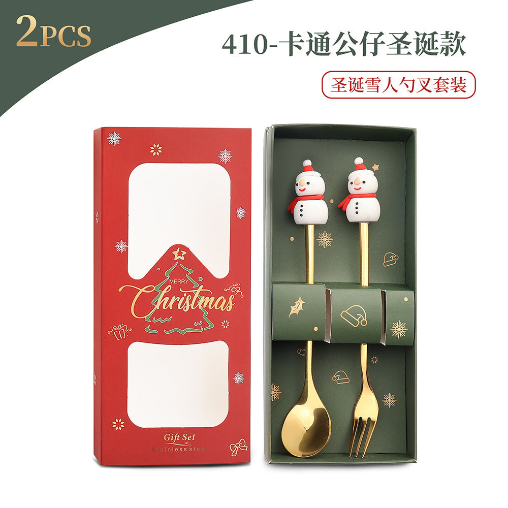Christmas Spoon Set with Santa Figurines - Adorable Cartoon Ins Forks. Perfect Xmas Gift, Ideal for Holiday Parties, Adds Festive Charm to Tables