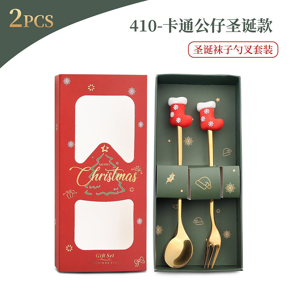 Christmas Spoon Set with Santa Figurines - Adorable Cartoon Ins Forks. Perfect Xmas Gift, Ideal for Holiday Parties, Adds Festive Charm to Tables
