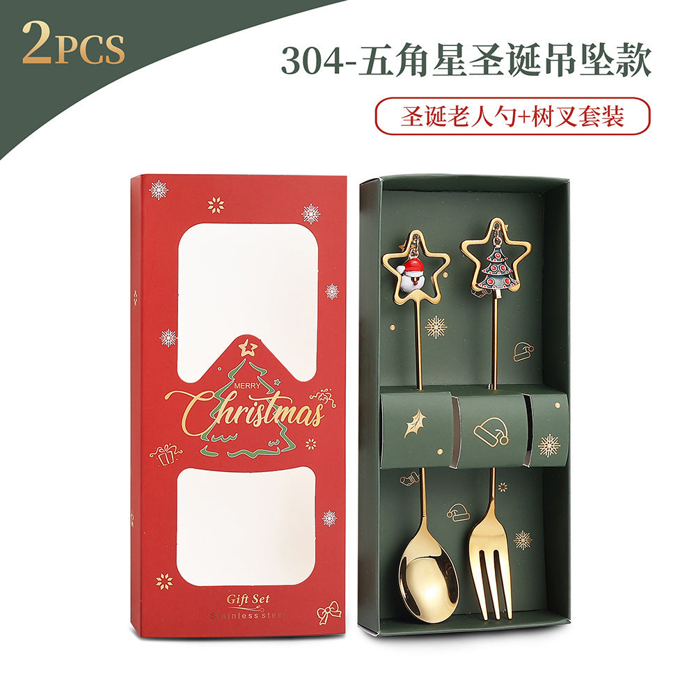 Christmas Spoon Set with Santa Figurines - Adorable Cartoon Ins Forks. Perfect Xmas Gift, Ideal for Holiday Parties, Adds Festive Charm to Tables