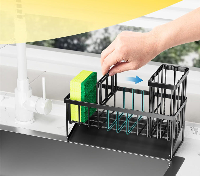 304 Stainless Steel Kitchen Sink Rack - Multifunctional Organizer for Sponges, Dishcloths, and Soap with Drainage - Ideal for US Kitchens, Fits Standard Sinks