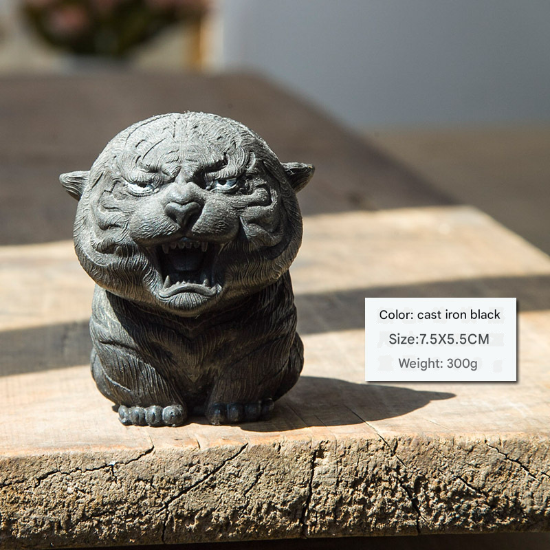 Chinese Lucky Tiger Figurine – Handmade Faux Cast Iron, Raisable Tea Pet, Wellness Desk Decor, Collectible for US Tea Enthusiasts
