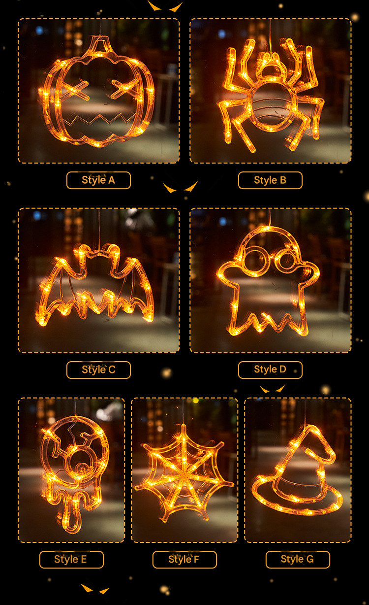 Halloween LED Pumpkin Lights – Suction Cup, Battery Operated, Spooky Ambience Decor