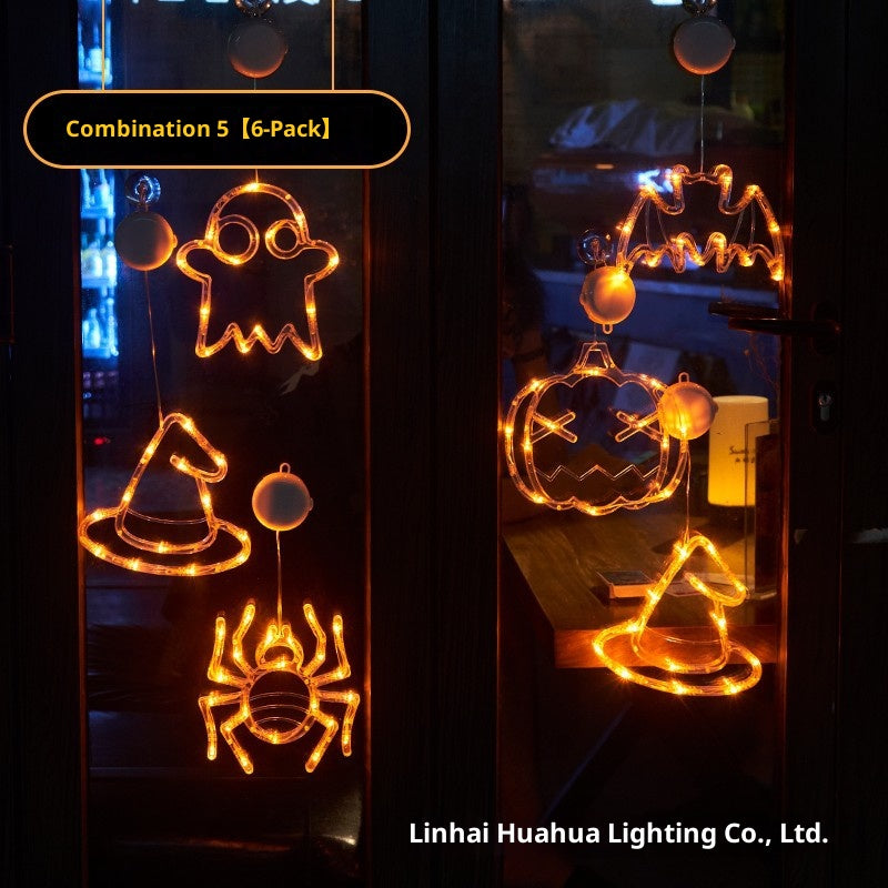 Halloween LED Pumpkin Lights – Suction Cup, Battery Operated, Spooky Ambience Decor