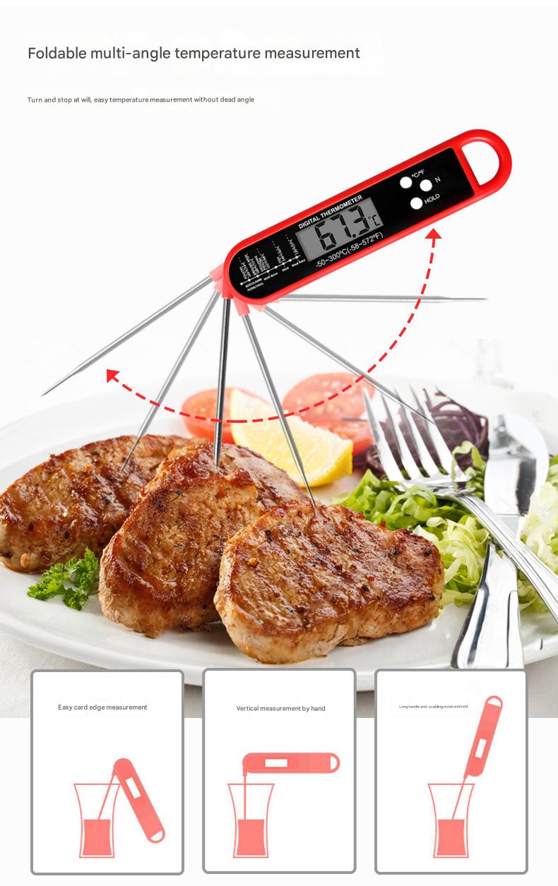 Foldable Food Thermometer - Ultra - Fast Readings for Grilling, Meat, Baking, Milk & Water - Ideal for US Kitchens