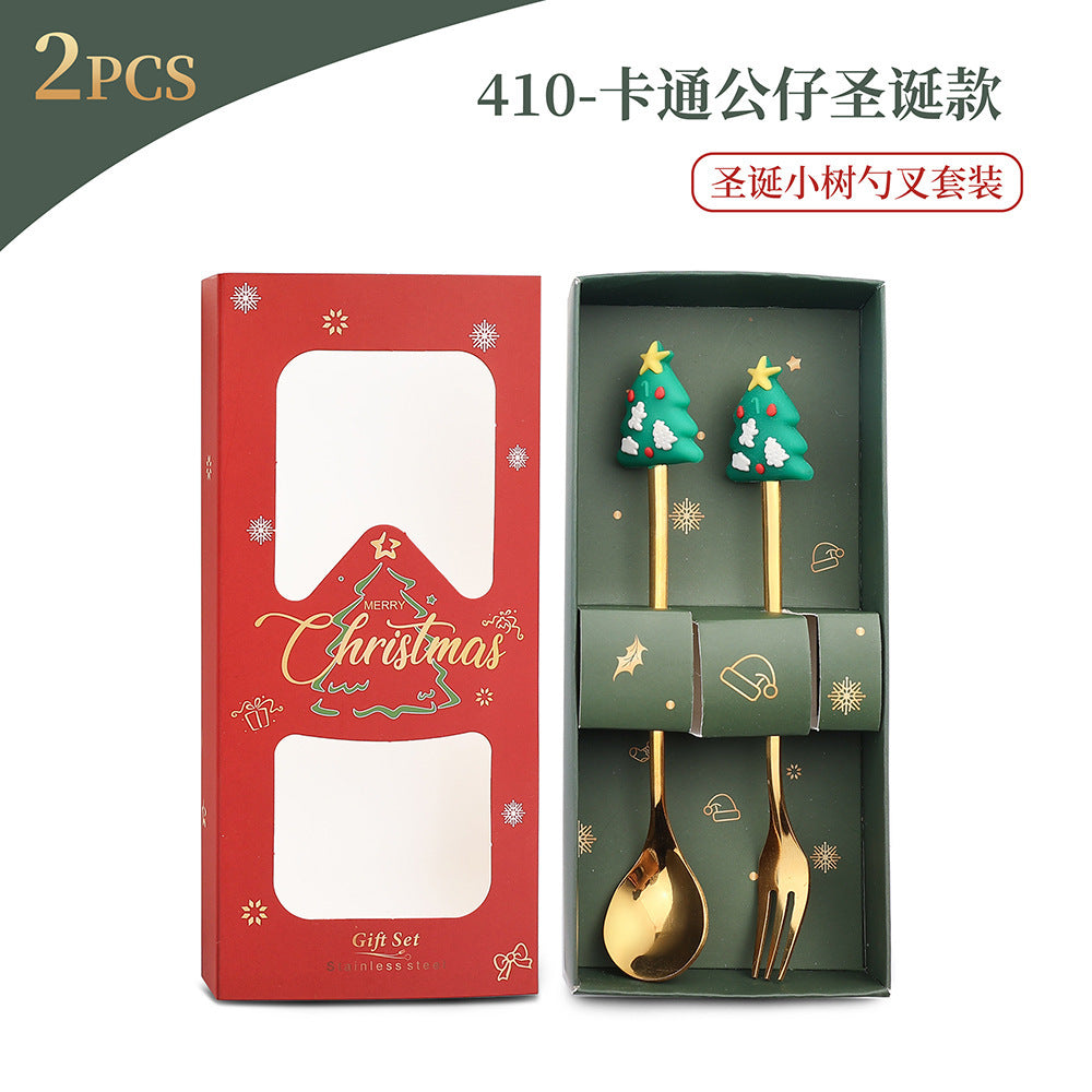 Christmas Spoon Set with Santa Figurines - Adorable Cartoon Ins Forks. Perfect Xmas Gift, Ideal for Holiday Parties, Adds Festive Charm to Tables