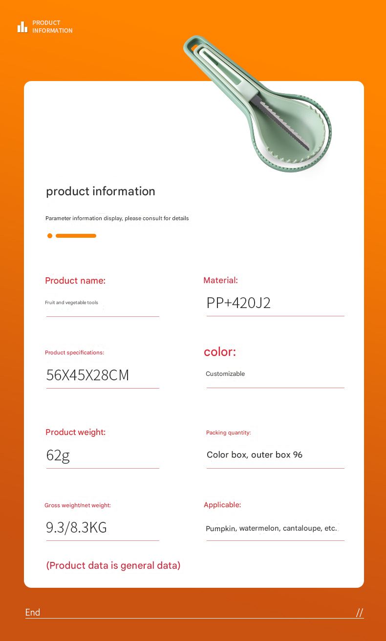 Halloween Pumpkin Carving Kit – 3-in-1 Fruit Corer, Melon Separator, Kitchen Tool Set