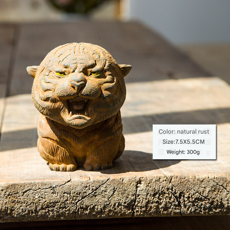Chinese Lucky Tiger Figurine – Handmade Faux Cast Iron, Raisable Tea Pet, Wellness Desk Decor, Collectible for US Tea Enthusiasts