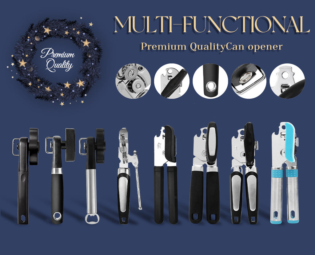 Multifunctional Stainless Steel Manual Can Opener - Home - Use Magnetic Can - Opening Wonder with Bottle - Opening Function, Ideal for US Kitchens
