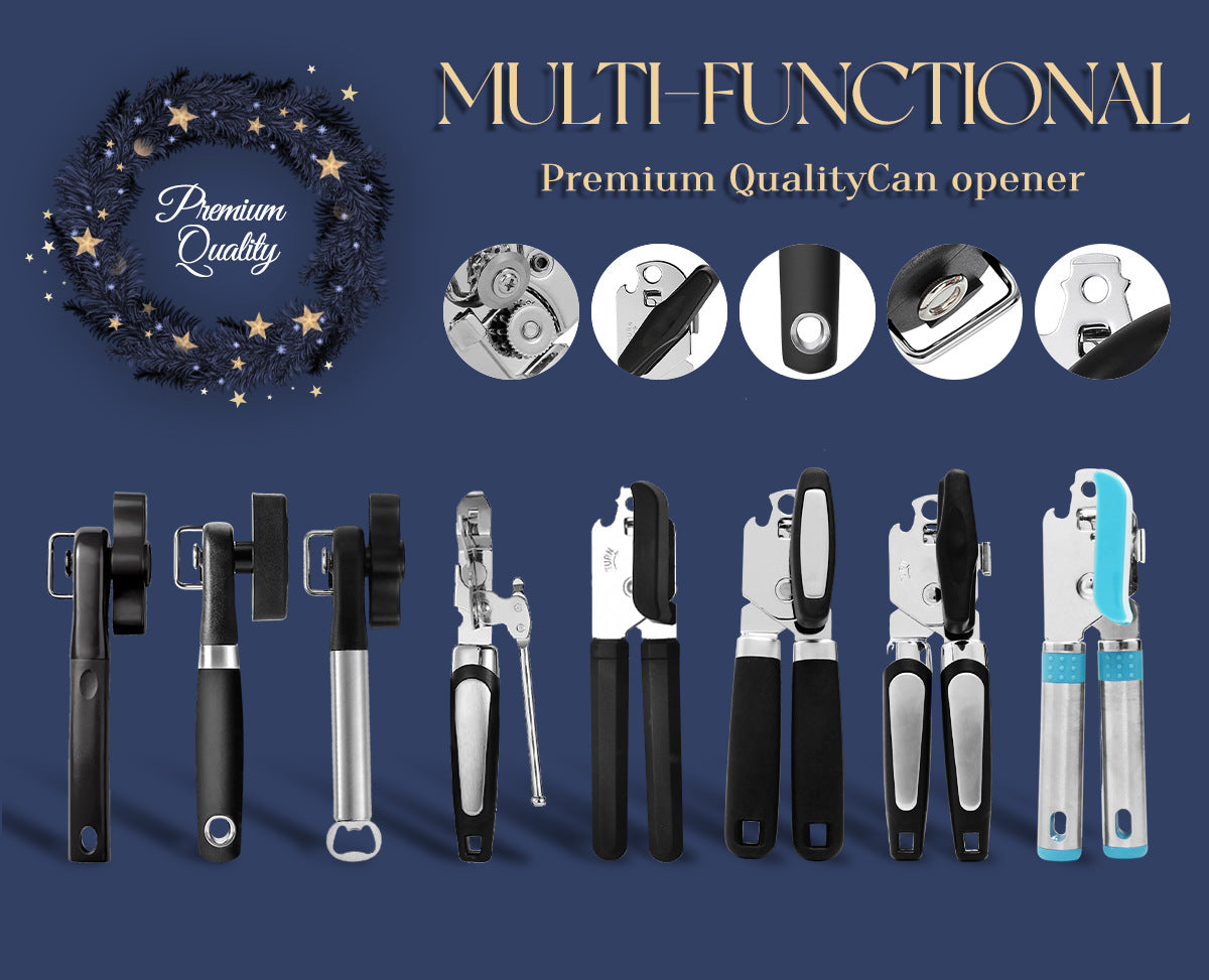 Multifunctional Stainless Steel Manual Can Opener - Home - Use Magnetic Can - Opening Wonder with Bottle - Opening Function, Ideal for US Kitchens