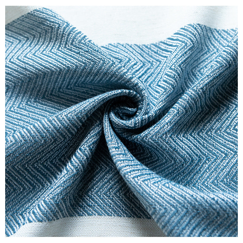 Linen Cotton Tablecloth | European-American Style Striped Table Cover with Lace, Square Dining Table & Coffee Table Mat, Ready to Ship