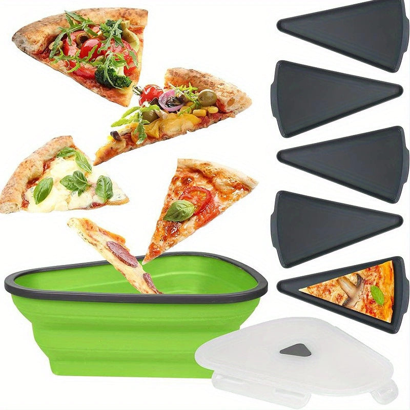 Collapsible Triangle Pizza Container – Reusable Food-Grade Silicone, Microwave-Safe, Eco-Friendly Storage
