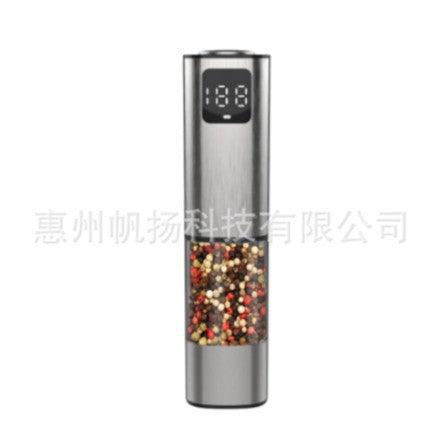Gravity-Activated Electric Pepper Grinder – Stainless Steel, Salt/Pepper Use, LED Light