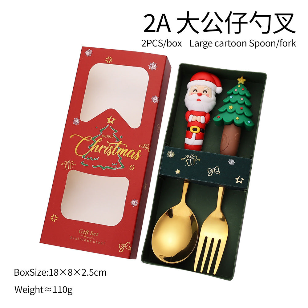 Christmas Spoon Set with Santa Figurines - Adorable Cartoon Ins Forks. Perfect Xmas Gift, Ideal for Holiday Parties, Adds Festive Charm to Tables