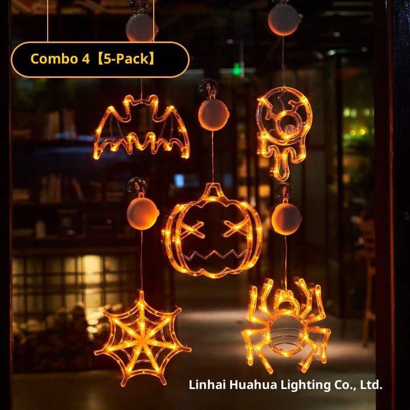 Halloween LED Pumpkin Lights – Suction Cup, Battery Operated, Spooky Ambience Decor