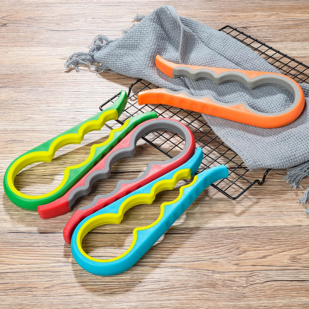 4-in-1 Multifunctional Jar Opener – Ergonomic Grip, Smooth Edge, Safe for Cans/Bottles, Bulk Pack for Kitchen Use