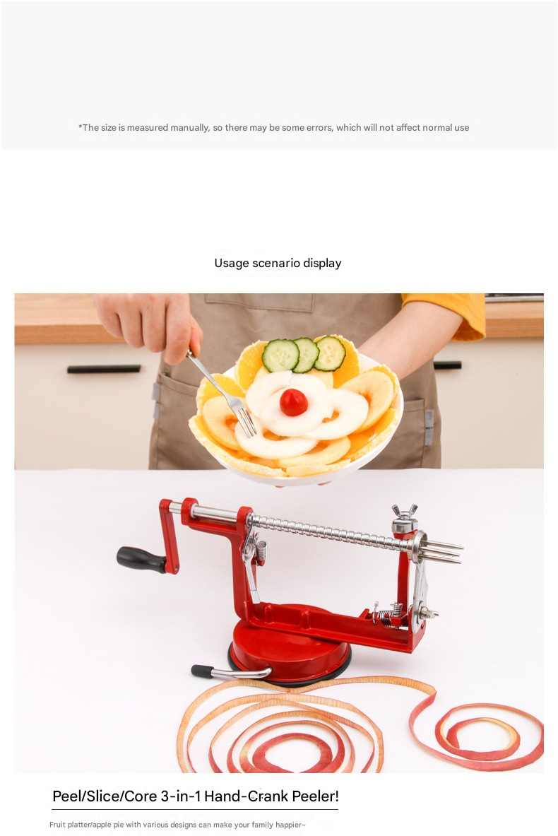 US Kitchen Fruit Peeler – Hand-Cranked Automatic Apple/Pear Peeler, Multi-Use Veggie Peeling Machine, Home Essential