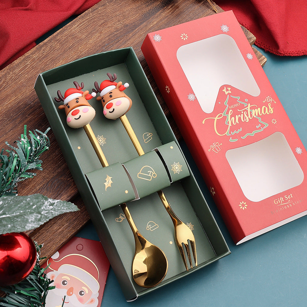 Christmas Spoon Set with Santa Figurines - Adorable Cartoon Ins Forks. Perfect Xmas Gift, Ideal for Holiday Parties, Adds Festive Charm to Tables