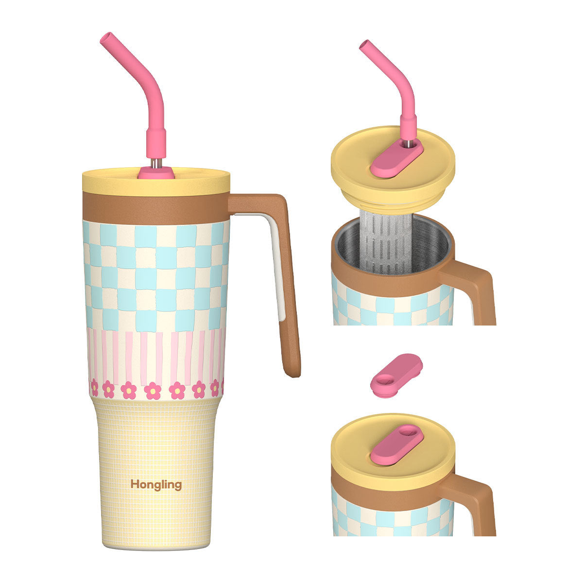 40oz Custom 304 Stainless Steel Car Cup - Dual-Drinking Style with Handle & Straw, Ideal for Road Trips. Double-Wall Insulated, Fits Standard Cup Holders