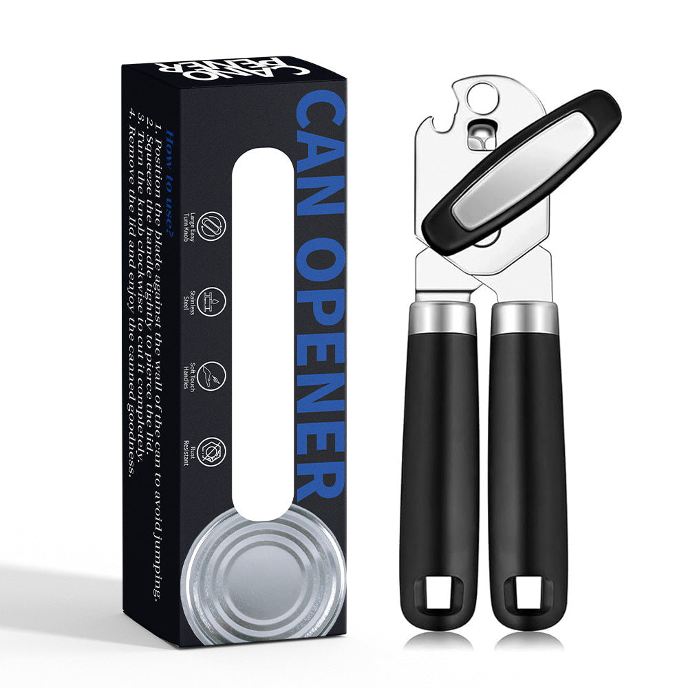 Multifunctional Stainless Steel Manual Can Opener - Home - Use Magnetic Can - Opening Wonder with Bottle - Opening Function, Ideal for US Kitchens