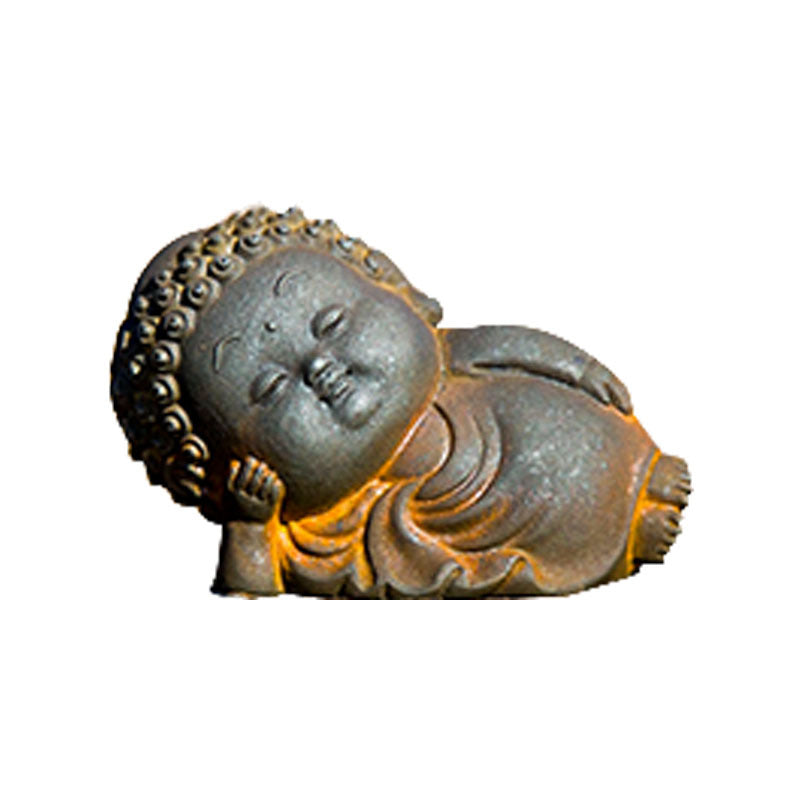 Chinese Style Small Buddha Figurine - Handcrafted Cast Iron Zen Decor, Spiritual Meditation Art for US Living Room Table