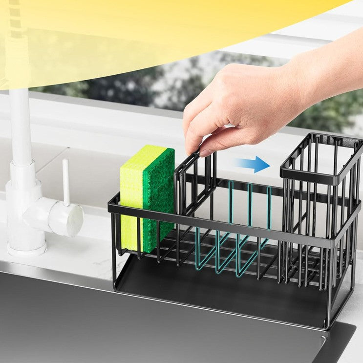 304 Stainless Steel Kitchen Sink Rack - Multifunctional Organizer for Sponges, Dishcloths, and Soap with Drainage - Ideal for US Kitchens, Fits Standard Sinks