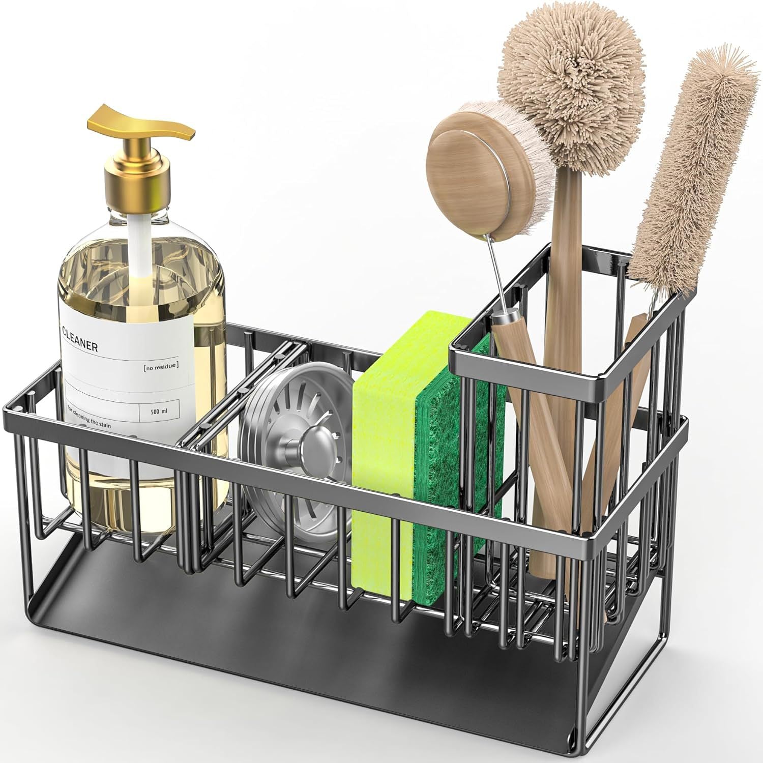 304 Stainless Steel Kitchen Sink Rack - Multifunctional Organizer for Sponges, Dishcloths, and Soap with Drainage - Ideal for US Kitchens, Fits Standard Sinks