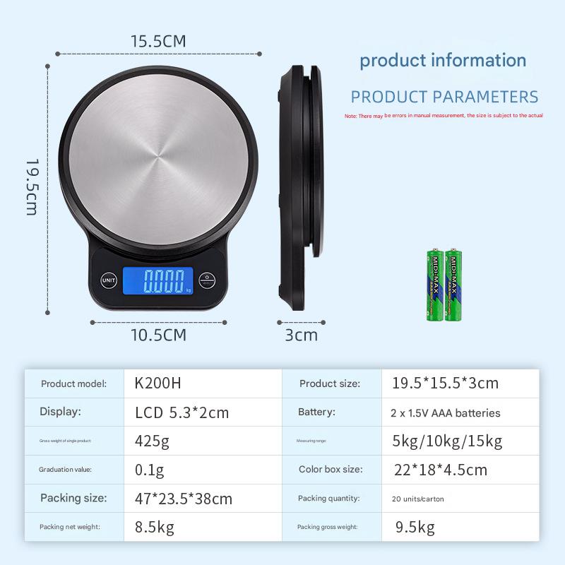 Amazon Basics Digital Kitchen Scale by BSAC - Accurate Measuring Tool with 0.1g Precision, 5kg Max, Tare & Unit Conversion, Stainless Steel, Easy Clean, Perfect for US Home Bakers, Cooks & Healthy Diets