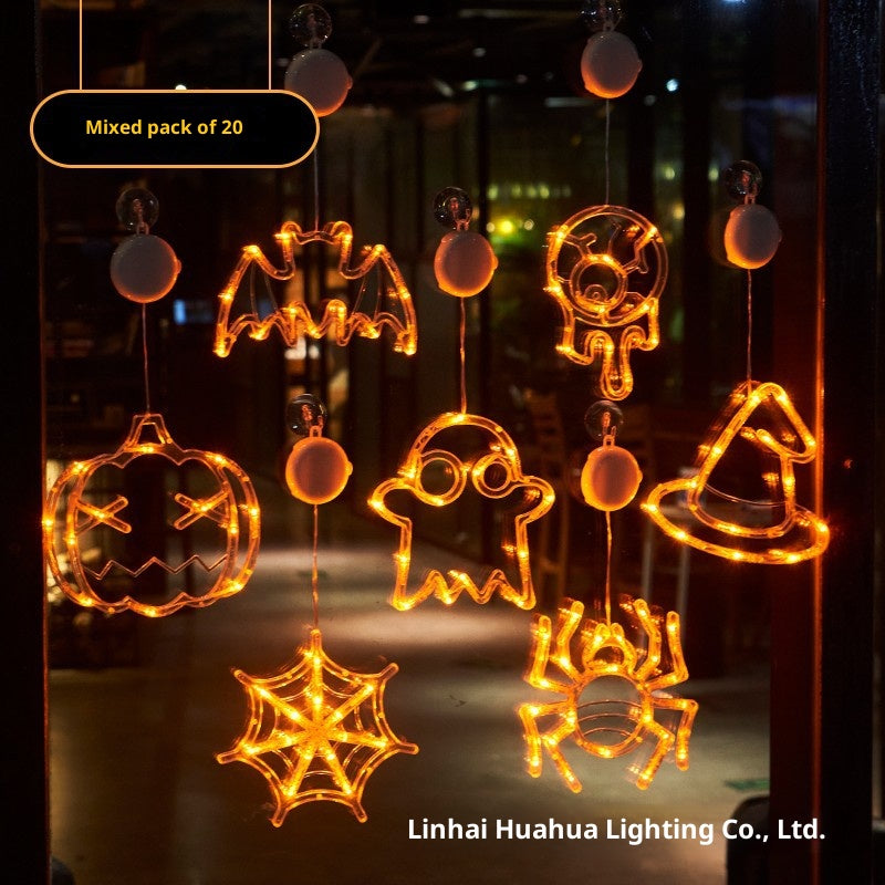 Halloween LED Pumpkin Lights – Suction Cup, Battery Operated, Spooky Ambience Decor