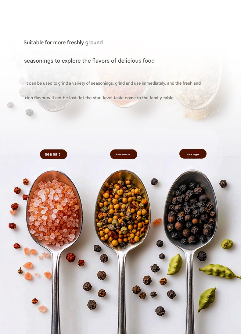 Gravity-Activated Electric Pepper Grinder – Stainless Steel, Salt/Pepper Use, LED Light