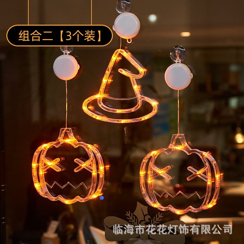 Halloween LED Pumpkin Lights – Suction Cup, Battery Operated, Spooky Ambience Decor