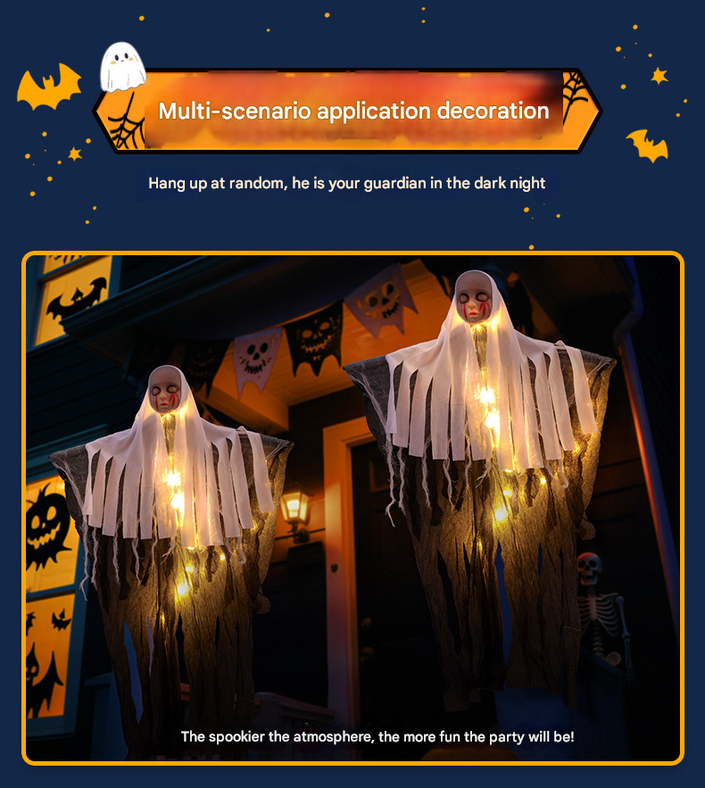 LED Ghost Halloween String Lights – DIY, Spooky Ambience, Indoor Party Prop