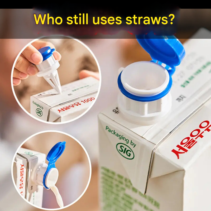 Anti-Spill Boxed Drink Spout – Covered, Milk Beverage Pourer, Reusable Lid