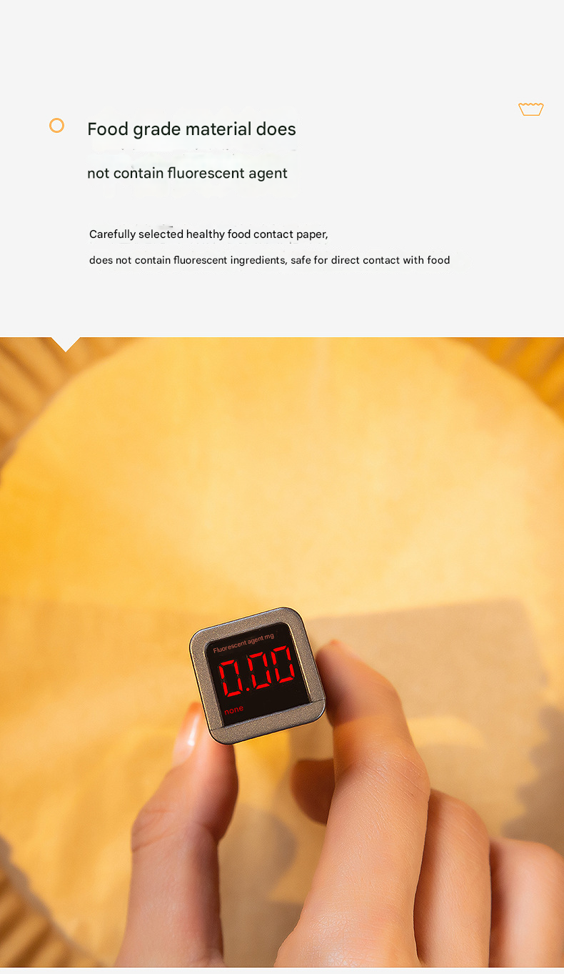 36g Round Air Fryer Liners – Food-Safe Silicone Parchment, Non-Stick, High-Heat Resistant (230℃), Disposable Pads for Easy Clean-Up, Bulk for US Kitchens