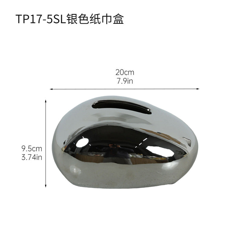 US Trendy Tissue Holder – Handmade Ceramic Napkin Box, Minimalist Black White Design, Cozy Home Vibe Decor for Living Room Coffee Table, Durable Tabletop Organizer