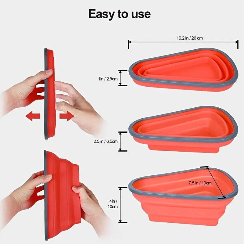 Collapsible Triangle Pizza Container – Reusable Food-Grade Silicone, Microwave-Safe, Eco-Friendly Storage