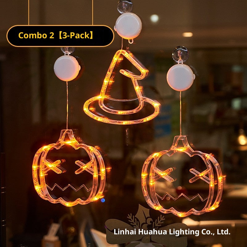 Halloween LED Pumpkin Lights – Suction Cup, Battery Operated, Spooky Ambience Decor