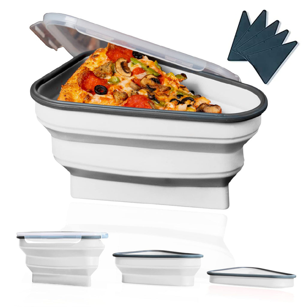 Collapsible Triangle Pizza Container – Reusable Food-Grade Silicone, Microwave-Safe, Eco-Friendly Storage