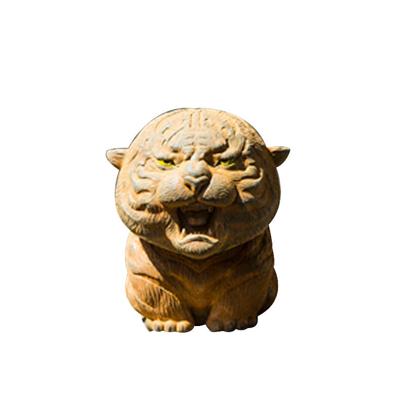 Chinese Lucky Tiger Figurine – Handmade Faux Cast Iron, Raisable Tea Pet, Wellness Desk Decor, Collectible for US Tea Enthusiasts