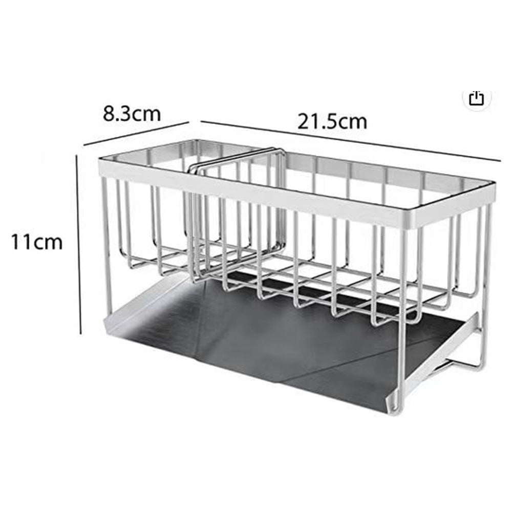 304 Stainless Steel Kitchen Sink Rack - Multifunctional Organizer for Sponges, Dishcloths, and Soap with Drainage - Ideal for US Kitchens, Fits Standard Sinks